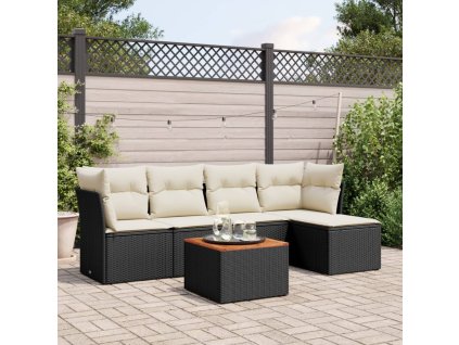 vidaXL 6-dielna záhradná súprava pohoviek s vankúšmi čierna polyratan