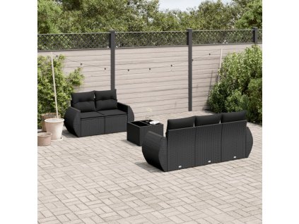 vidaXL 6-dielna záhradná súprava pohoviek s vankúšmi čierna polyratan