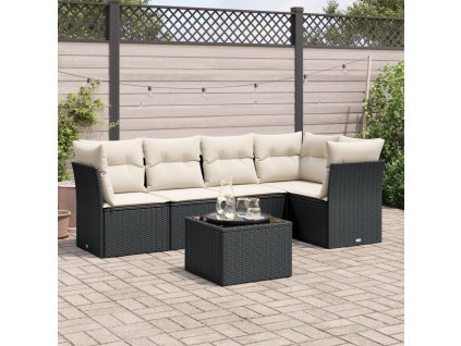 vidaXL 6-dielna záhradná súprava pohoviek s vankúšmi čierna polyratan