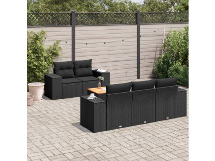 vidaXL 6-dielna záhradná súprava pohoviek s vankúšmi čierna polyratan