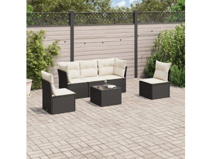 vidaXL 6-dielna záhradná súprava pohoviek s vankúšmi čierna polyratan