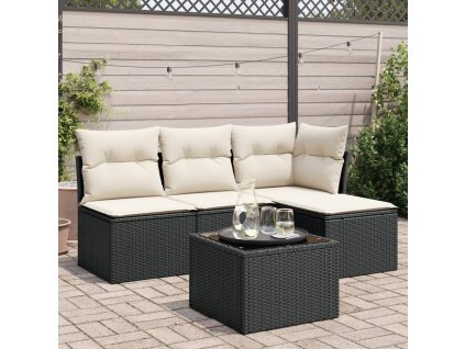 vidaXL 5-dielna záhradná súprava pohoviek s vankúšmi čierna polyratan