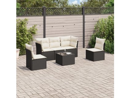 vidaXL 6-dielna záhradná súprava pohoviek s vankúšmi čierna polyratan