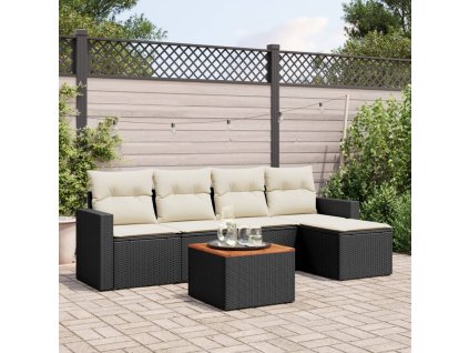 vidaXL 6-dielna záhradná súprava pohoviek s vankúšmi čierna polyratan