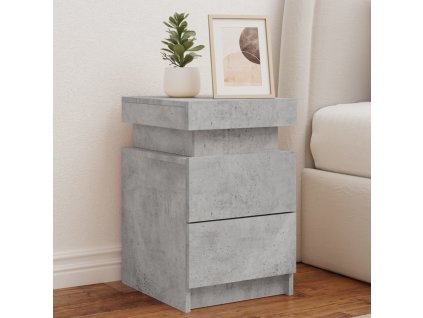 vidaXL Nočný stolík s LED svetlami betónovo sivý 35x39x55 cm