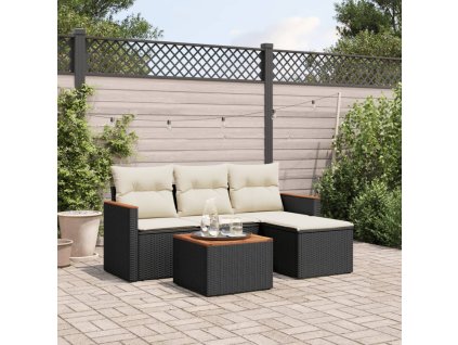 vidaXL 5-dielna záhradná súprava pohoviek s vankúšmi čierna polyratan