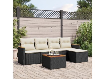 vidaXL 6-dielna záhradná súprava pohoviek s vankúšmi čierna polyratan