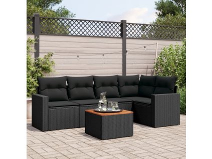 vidaXL 6-dielna záhradná súprava pohoviek s vankúšmi čierna polyratan