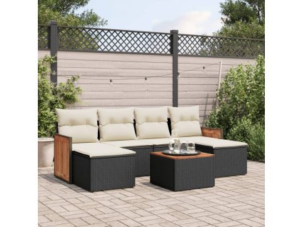 vidaXL 7-dielna záhradná súprava pohoviek s vankúšmi čierna polyratan