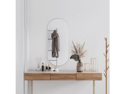 vidaXL Nástenné zrkadlo strieborné 100x45 cm oválne