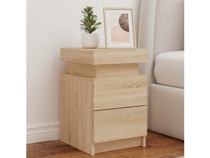 vidaXL Nočný stolík s LED svetlami dub sonoma 35x39x55 cm