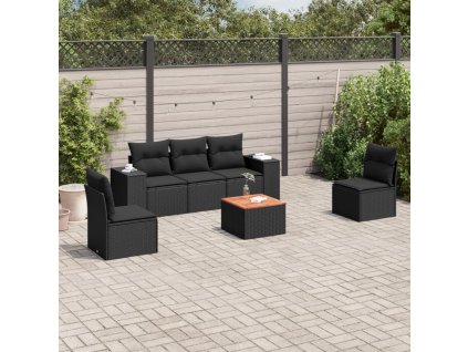 vidaXL 6-dielna záhradná súprava pohoviek s vankúšmi čierna polyratan