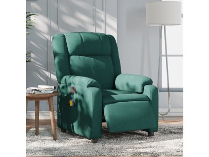 vidaXL Elektrické sklápacie masážne kreslo tmavozelené látka