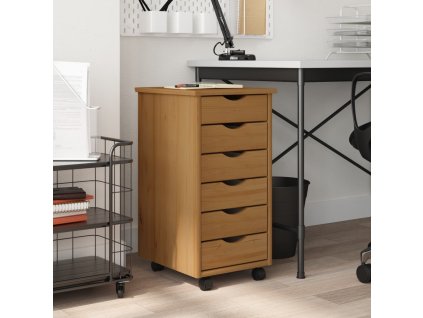 vidaXL Skrinka so zásuvkami na kolieskach MOSS medovohnedá borovica