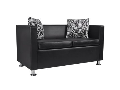 vidaXL Pohovka, 2-miestna, umelá koža, čierna