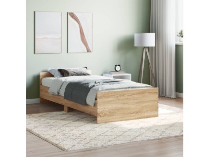 vidaXL Posteľný rám dub sonoma 90x200 cm borovicový masív