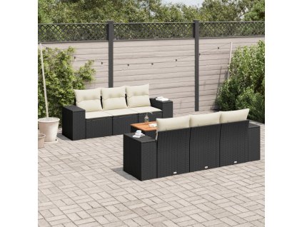 vidaXL 7-dielna záhradná súprava pohoviek s vankúšmi čierna polyratan