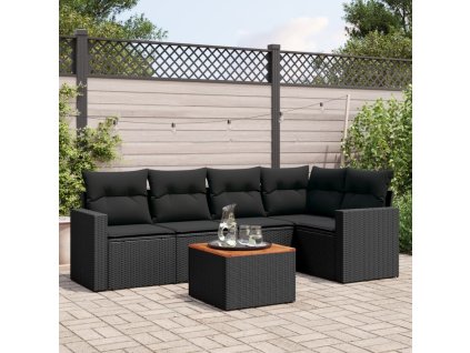 vidaXL 6-dielna záhradná súprava pohoviek s vankúšmi čierna polyratan