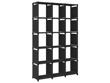 vidaXL Polica s dizajnom 15 kociek čierna 103x30x175,5 cm látka