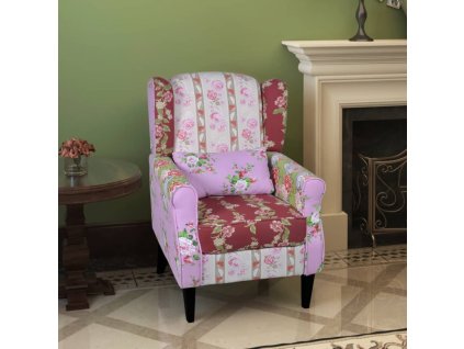 vidaXL Látkové kreslo s patchwork dizajnom