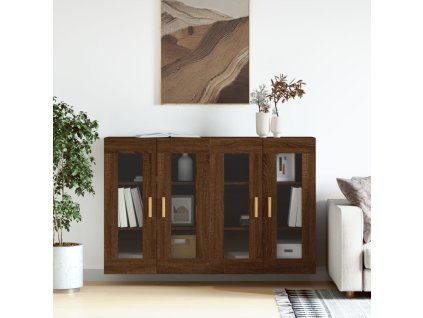 vidaXL Nástenné skrinky 2 ks hnedý dub kompozitné drevo