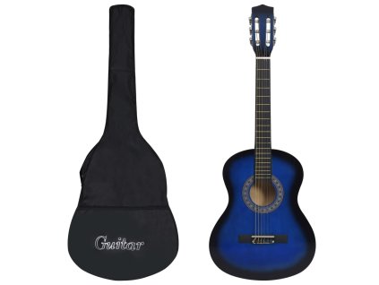 vidaXL Klasická gitara pre začiatočníkov s taškou modrá 3/4 36"