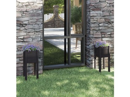 vidaXL Záhradné kvetináče 2 ks čierne 31x31x70 cm borovicový masív