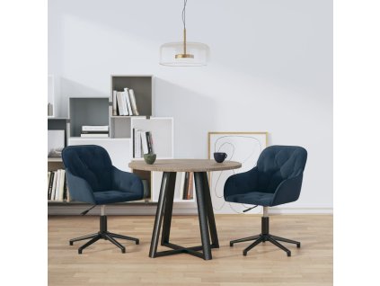 vidaXL Otočné jedálenské stoličky 2 ks modré zamatové