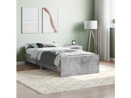 vidaXL Posteľný rám betónový sivý 90x200 cm borovicový masív