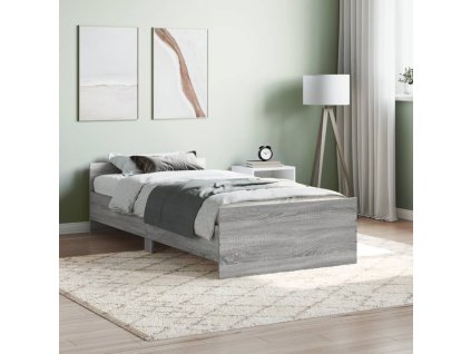 vidaXL Posteľný rám sivý dub sonoma 90x200 cm borovicový masív