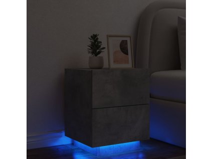 vidaXL Nočný stolík s LED svetlami betónovo sivý kompozitné drevo
