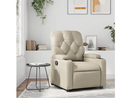 vidaXL Sklápacie kreslo, krémové, umelá koža