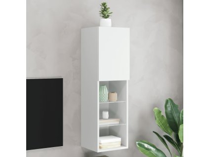 vidaXL TV skrinka s LED svetlami biela 30,5x30x102 cm