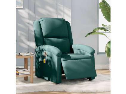 vidaXL Elektrické sklápacie masážne kreslo tmavozelené látka