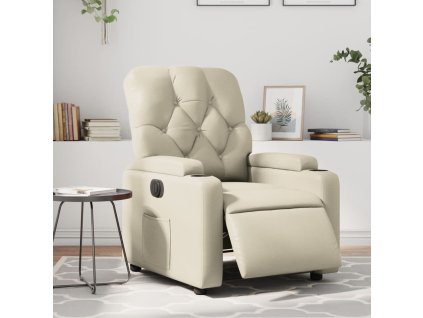 vidaXL Elektrické sklápacie kreslo krémové umelá koža