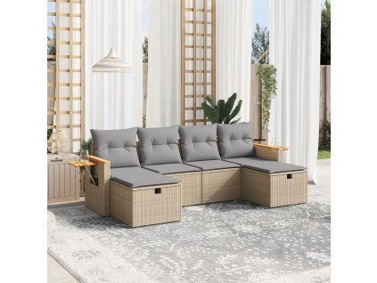 vidaXL 6-dielna záhr.sedacia súprava s vankúšmi mix béžovej polyratan