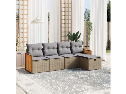 vidaXL 5-dielna záhr.sedacia súprava s vankúšmi mix béžovej polyratan