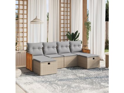 vidaXL 6-dielna záhr.sedacia súprava s vankúšmi mix béžovej polyratan