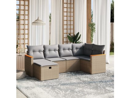 vidaXL 6-dielna záhr.sedacia súprava s vankúšmi mix béžovej polyratan