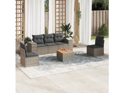 vidaXL 6-dielna záhradná sedacia súprava s podložkami polyratan sivá