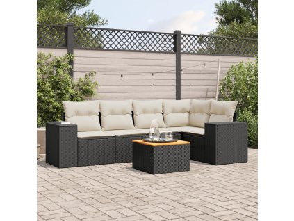 vidaXL 6-dielna záhradná súprava pohoviek s vankúšmi čierna polyratan