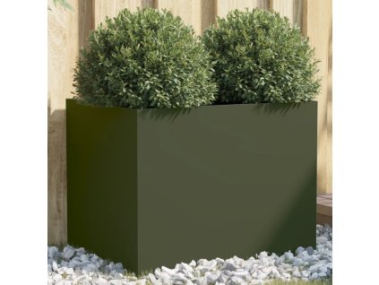 vidaXL Kvetináč olivovozelený 62x47x46 cm oceľ