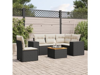 vidaXL 6-dielna záhradná súprava pohoviek s vankúšmi čierna polyratan