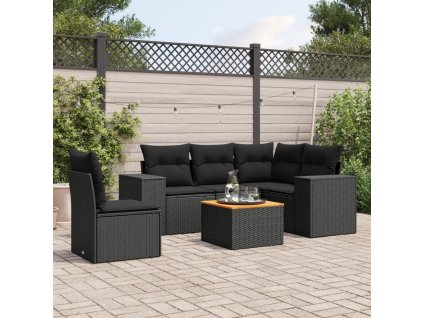 vidaXL 6-dielna záhradná súprava pohoviek s vankúšmi čierna polyratan