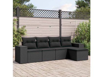 vidaXL 5-dielna záhradná súprava pohoviek s vankúšmi čierna polyratan