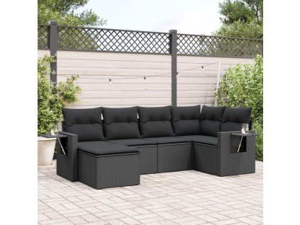 vidaXL 6-dielna záhradná súprava pohoviek s vankúšmi čierna polyratan