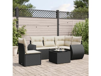 vidaXL 6-dielna záhradná súprava pohoviek s vankúšmi čierna polyratan