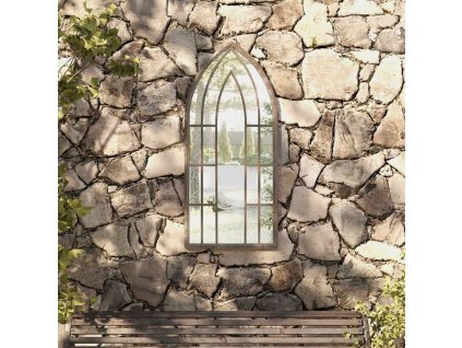 vidaXL Záhradné zrkadlo pieskové 100x45 cm exteriérové železo