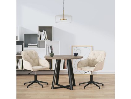 vidaXL Otočné jedálenské stoličky 2 ks krémové zamatové