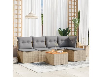 vidaXL 6-dielna záhradná súprava pohoviek s vankúšmi béžová polyratan